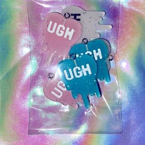 Kawaii “Ugh” Heart Charms (6 Count)